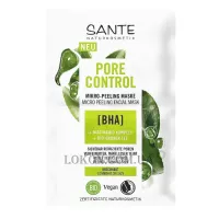 SANTE Sante Pore Micro Peeling Mask - Біо-маска-пілінг для комбінованої шкіри обличчя з BHA-кислотою та ніацинамідним комплексом